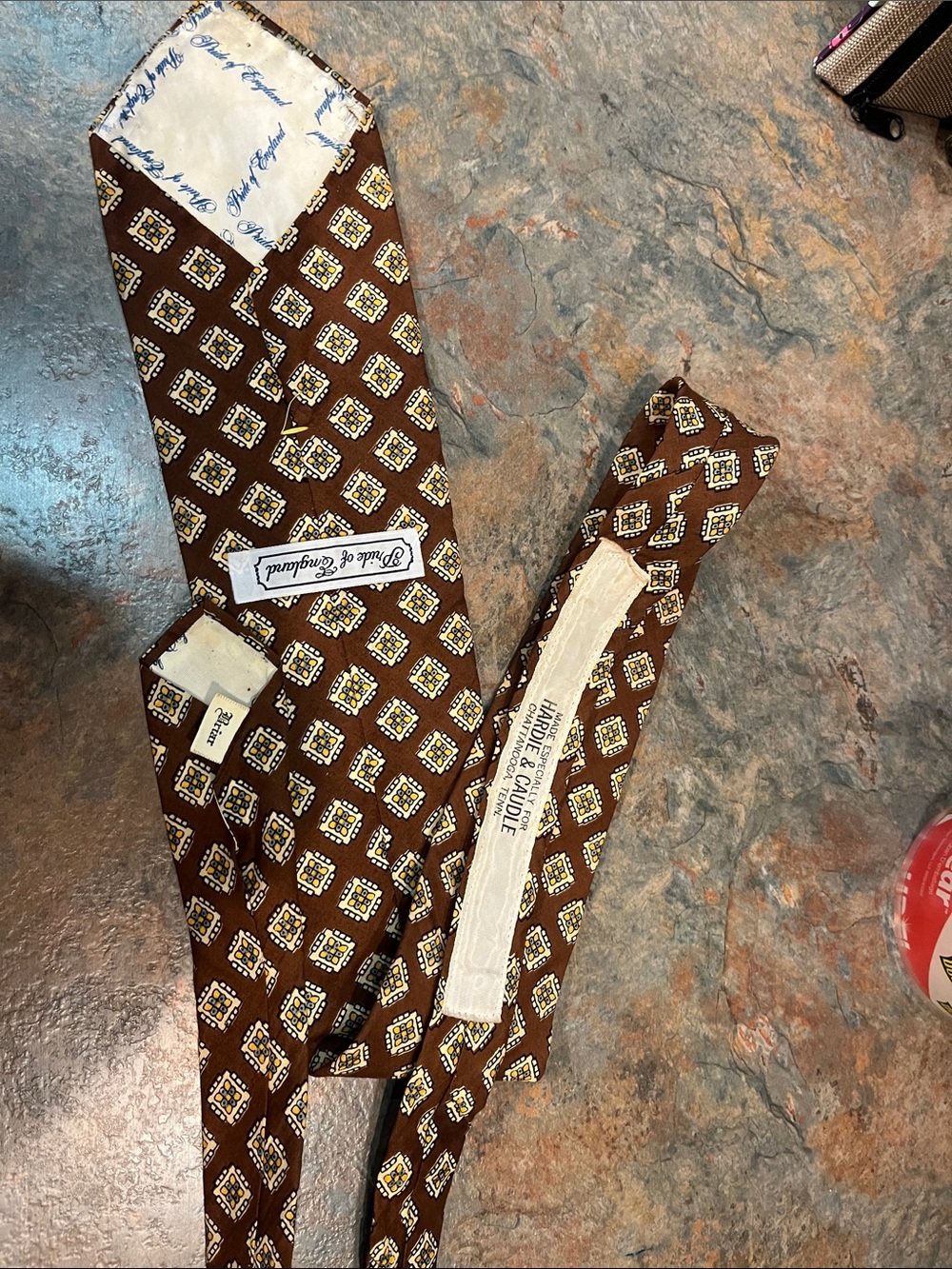 Vintage Pride of England Briar necktie 4” wide earth tones 3159